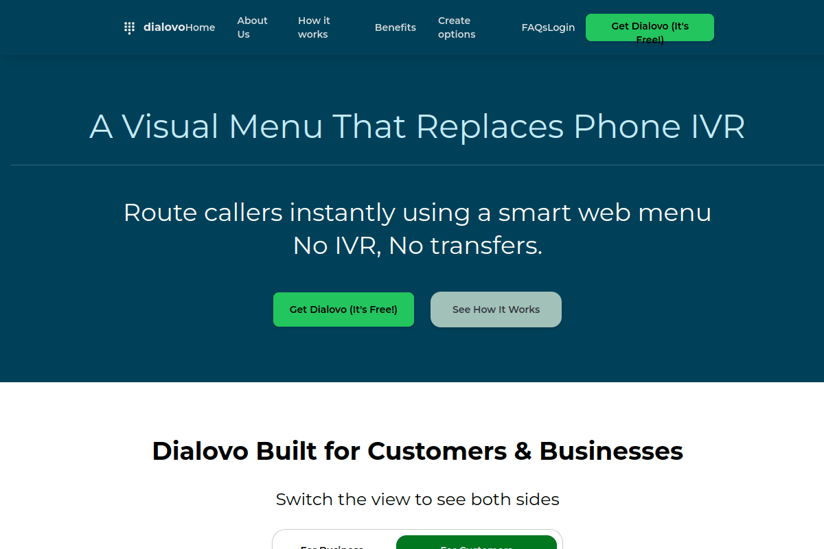 Visual IVR SaaS Platform – live website screenshot